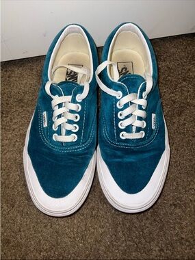 Vans Teal Suede Low-Top Sneakers with White Accents